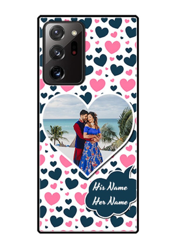 Galaxy Note 20 Ultra Custom Glass Phone Case  - Pink & Blue Heart Design