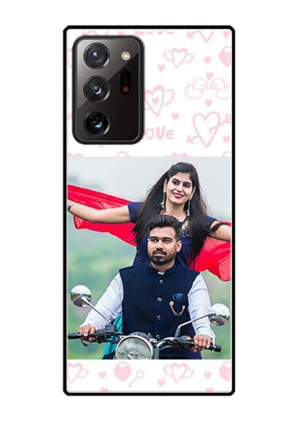 Galaxy Note 20 Ultra Custom Glass Mobile Case  - Pink Flying Heart Design