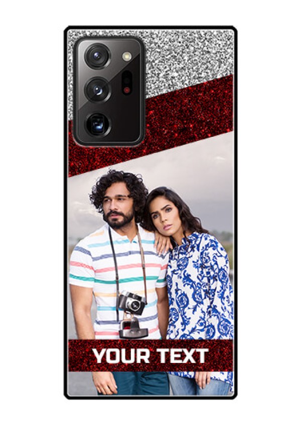 Galaxy Note 20 Ultra Personalized Glass Phone Case  - Image Holder with Glitter Strip Design