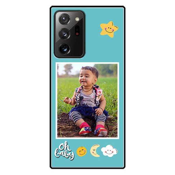 Galaxy Note 20 Ultra Personalized Glass Phone Case  - Smiley Kids Stars Design