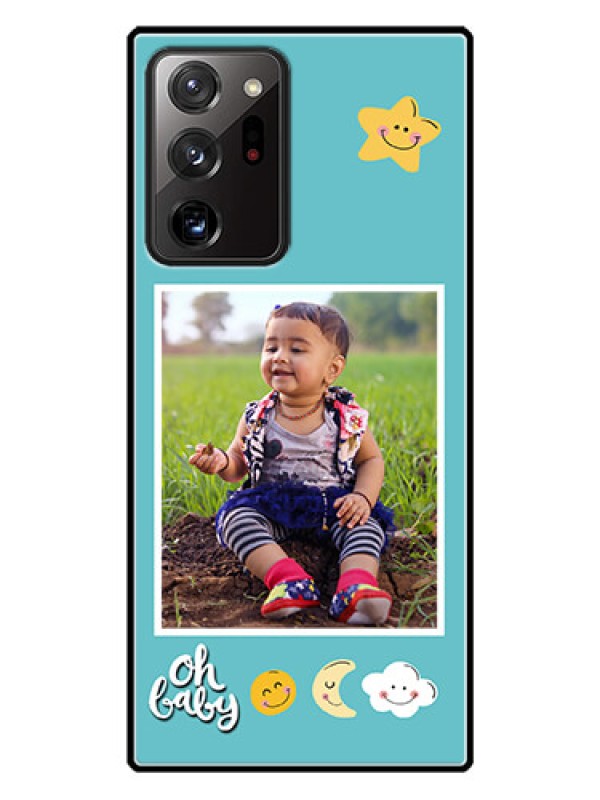 Custom Galaxy Note 20 Ultra Personalized Glass Phone Case  - Smiley Kids Stars Design