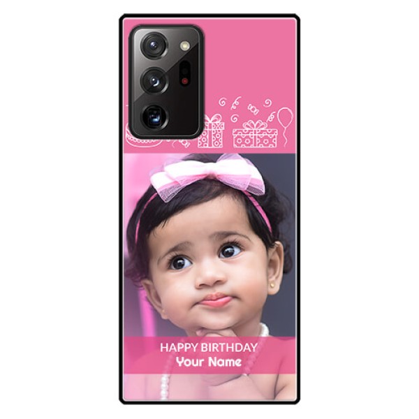 Galaxy Note 20 Ultra Photo Printing on Glass Case  - with Birthday Line Art Design