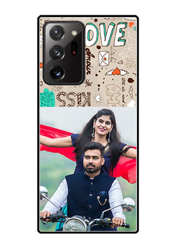 Galaxy Note 20 Ultra Custom Glass Phone Case  - Love Doodle Pattern 