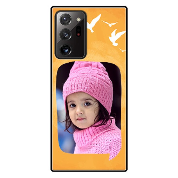 Galaxy Note 20 Ultra Personalized Glass Phone Case - Water Color Design with Bird Icons Galaxy Note 20 Ultra Personalized Glass Phone Case - Water Color Design with Bird Icons