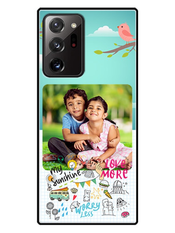 Custom Galaxy Note 20 Ultra Photo Printing on Glass Case  - Doodle love Design