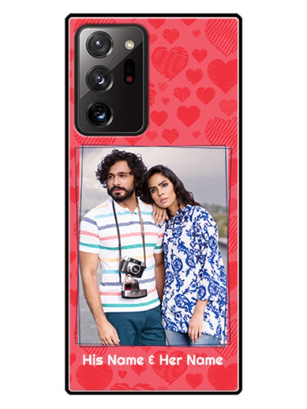 Custom Galaxy Note 20 Ultra Photo Printing on Glass Case  - with Red Heart Symbols Design