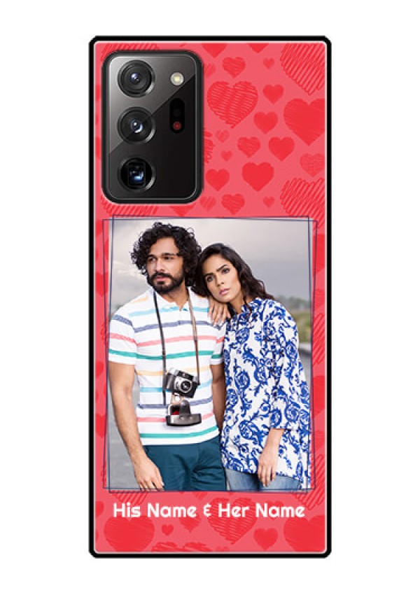 Galaxy Note 20 Ultra Photo Printing on Glass Case  - with Red Heart Symbols Design