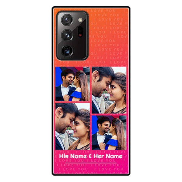 Galaxy Note 20 Ultra Custom Glass Phone Case  - I Love You Pink Design