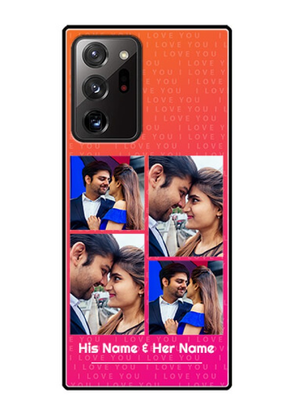 Galaxy Note 20 Ultra Custom Glass Phone Case  - I Love You Pink Design