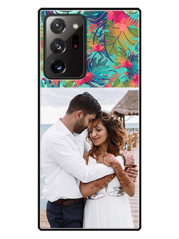 Custom Galaxy Note 20 Ultra Photo Printing on Glass Case  - Watercolor Floral Design