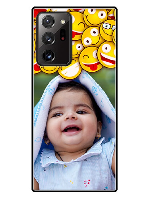 Custom Galaxy Note 20 Ultra Custom Glass Mobile Case  - with Smiley Emoji Design