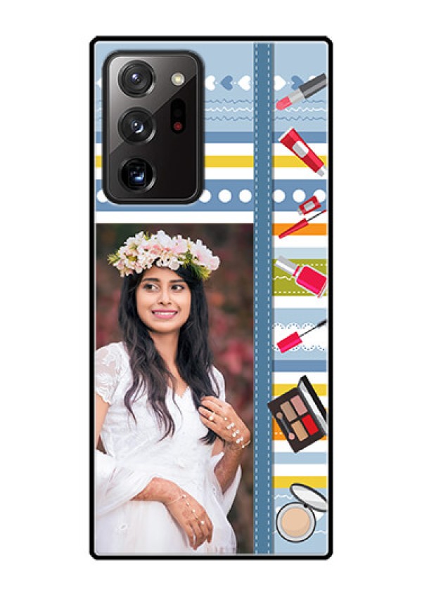 Galaxy Note 20 Ultra Personalized Glass Phone Case  - Makeup Icons Design