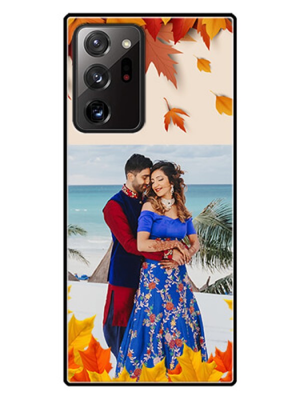 Custom Galaxy Note 20 Ultra Photo Printing on Glass Case  - Autumn Maple Leaves Design