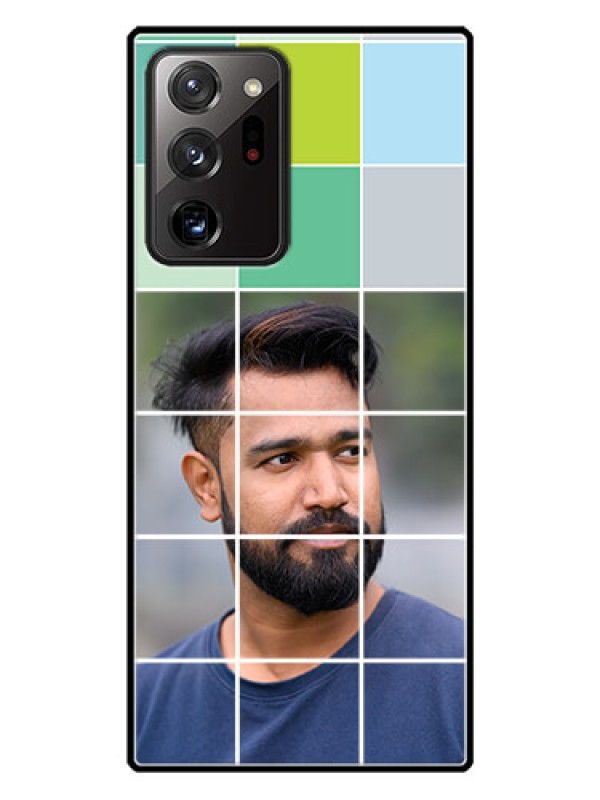 Custom Galaxy Note 20 Ultra Photo Printing on Glass Case  - with white box pattern 