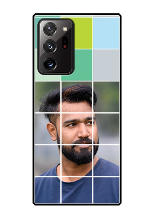 Galaxy Note 20 Ultra Photo Printing on Glass Case  - with white box pattern 