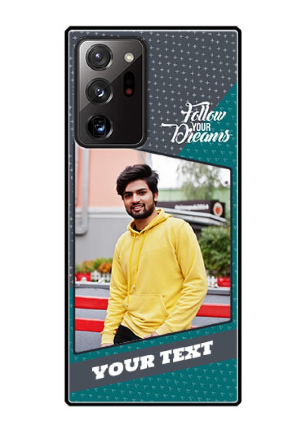 Galaxy Note 20 Ultra Personalized Glass Phone Case  - Background Pattern Design with Quote