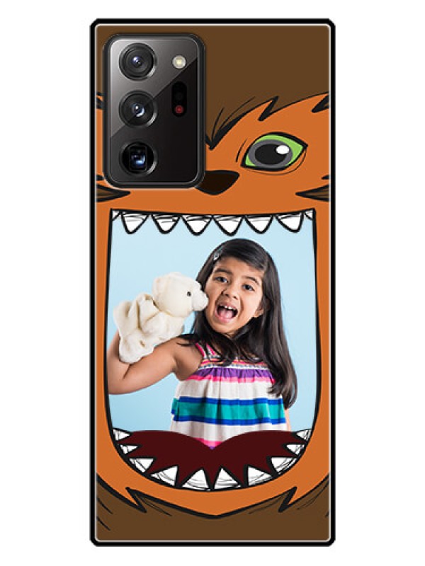 Custom Galaxy Note 20 Ultra Photo Printing on Glass Case  - Owl Monster Back Case Design