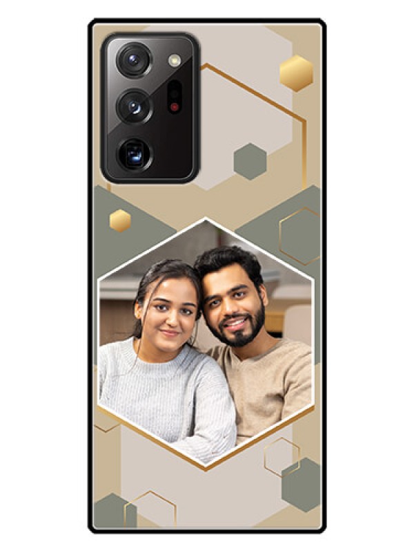 Custom Galaxy Note 20 Ultra Photo Printing on Glass Case - Stylish Hexagon Pattern Design