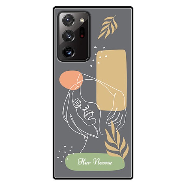 Galaxy Note 20 Ultra Custom Glass Phone Case - Gazing Woman line art Design
