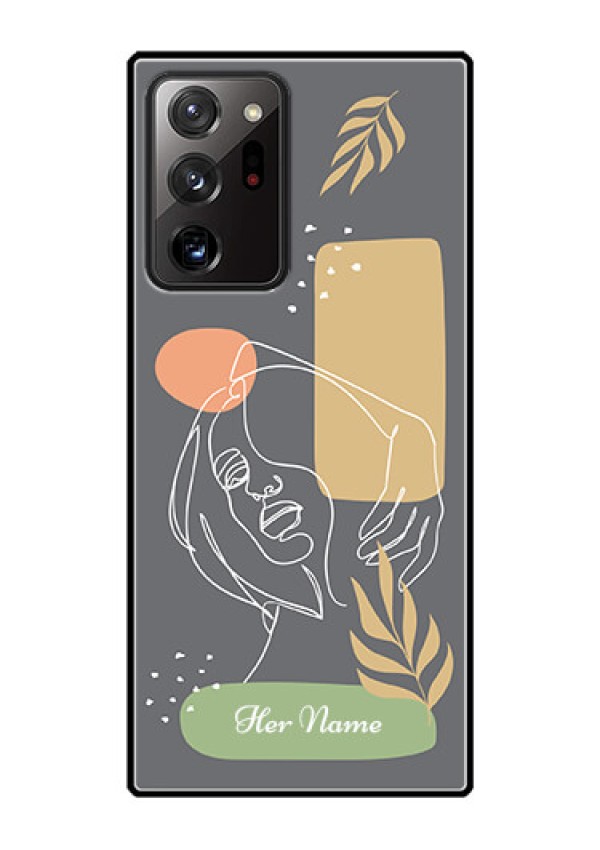 Galaxy Note 20 Ultra Custom Glass Phone Case - Gazing Woman line art Design