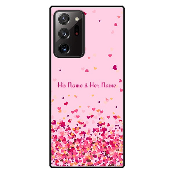 Galaxy Note 20 Ultra Photo Printing on Glass Case - Floating Hearts Design