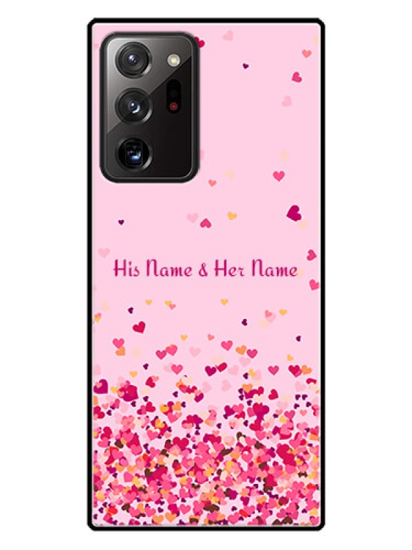 Custom Galaxy Note 20 Ultra Photo Printing on Glass Case - Floating Hearts Design