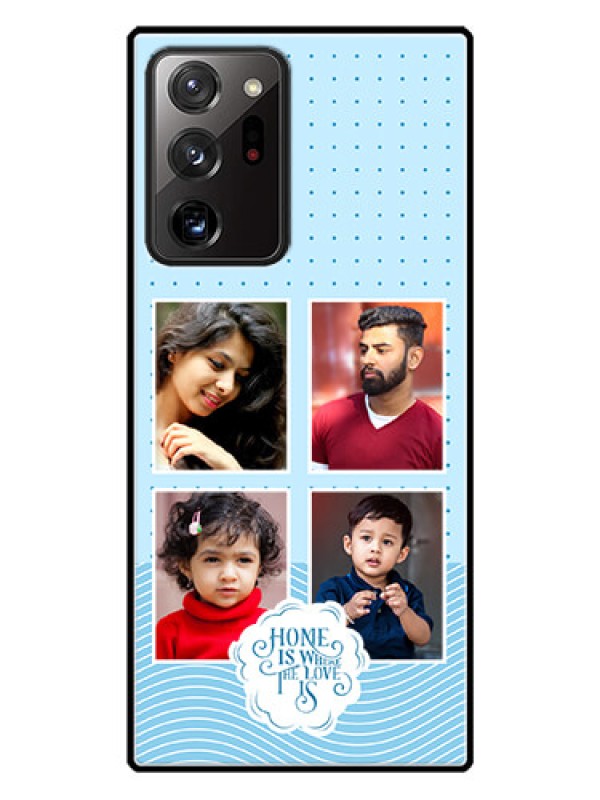 Custom Galaxy Note 20 Ultra Custom Glass Phone Case - Cute love quote with 4 pic upload Design