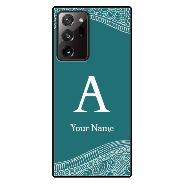 Galaxy Note 20 Ultra Personalized Glass Phone Case - line art pattern with custom name Design Galaxy Note 20 Ultra Personalized Glass Phone Case - line art pattern with custom name Design