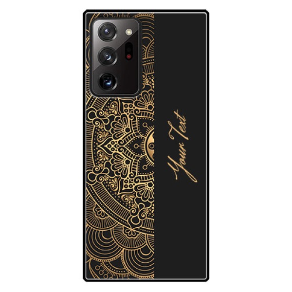 Galaxy Note 20 Ultra Photo Printing on Glass Case - Mandala art with custom text Design Galaxy Note 20 Ultra Photo Printing on Glass Case - Mandala art with custom text Design