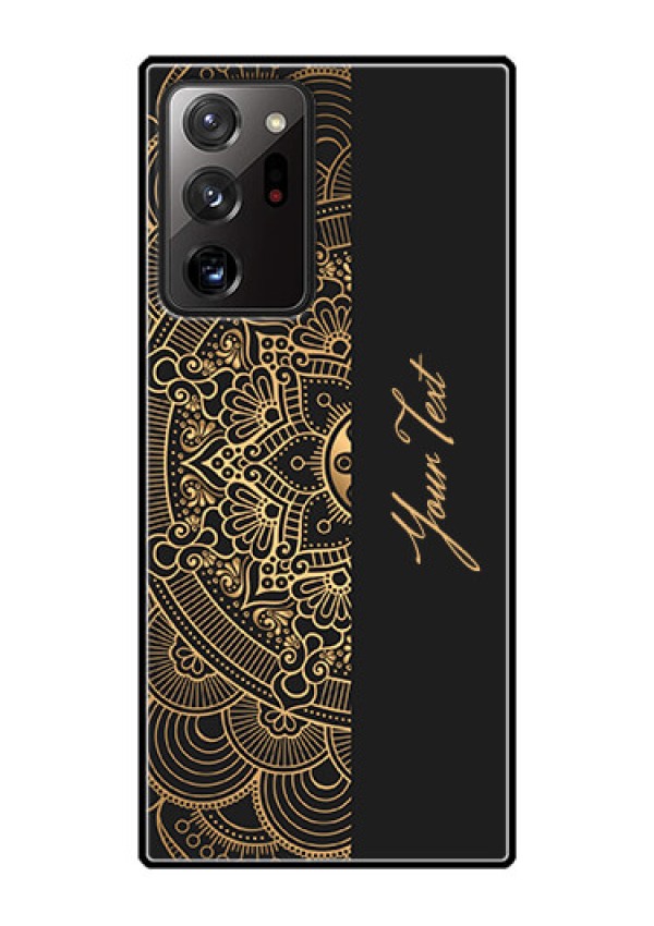 Galaxy Note 20 Ultra Photo Printing on Glass Case - Mandala art with custom text Design