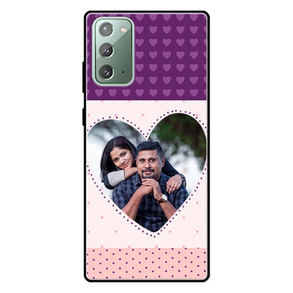 Galaxy Note 20 Custom Glass Phone Case - Violet Love Dots Design Galaxy Note 20 Custom Glass Phone Case - Violet Love Dots Design