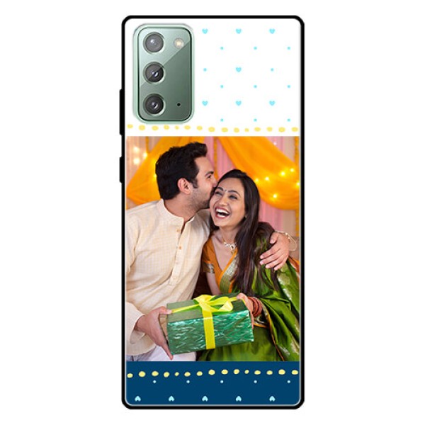 Galaxy Note 20 Personalized Glass Phone Case  - White and Blue Abstract Design