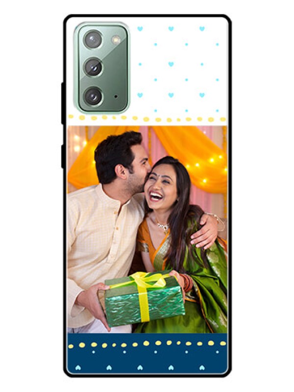 Custom Galaxy Note 20 Personalized Glass Phone Case  - White and Blue Abstract Design