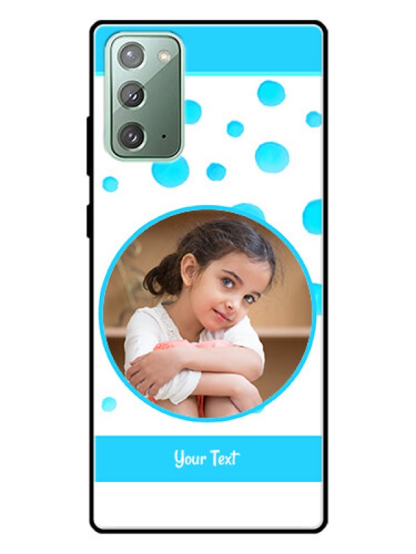 Custom Galaxy Note 20 Photo Printing on Glass Case  - Blue Bubbles Pattern Design