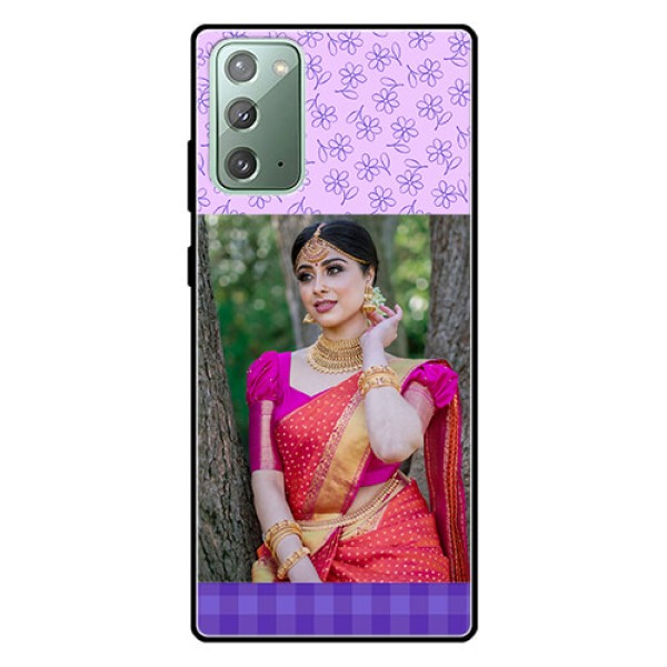 Galaxy Note 20 Custom Glass Phone Case - Purple Floral Design Galaxy Note 20 Custom Glass Phone Case - Purple Floral Design