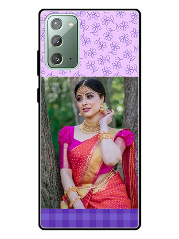 Custom Galaxy Note 20 Custom Glass Phone Case  - Purple Floral Design