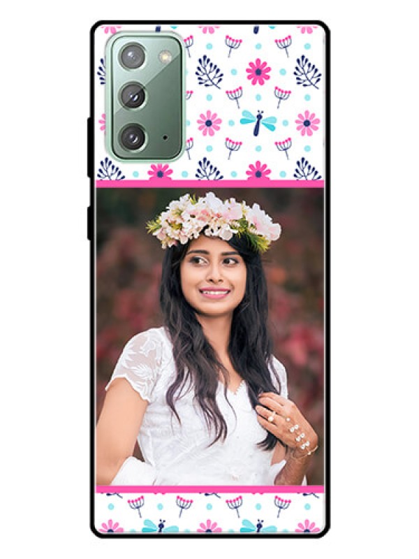 Custom Galaxy Note 20 Photo Printing on Glass Case  - Colorful Flower Design