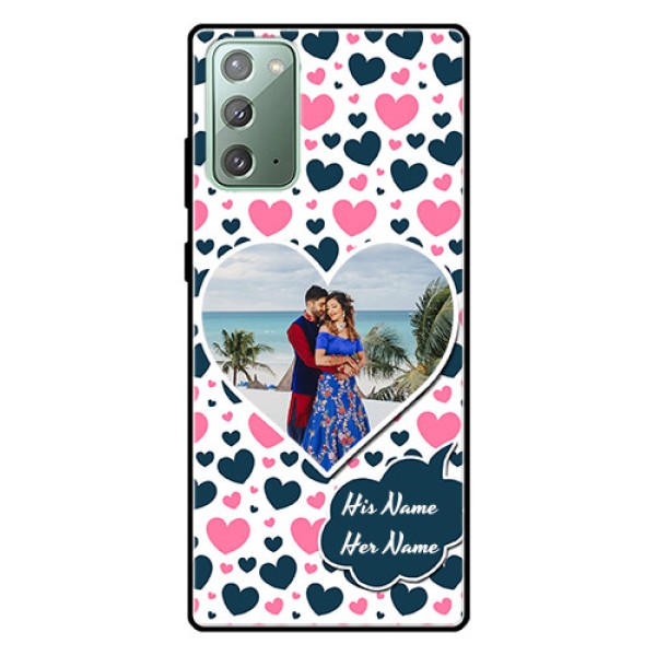 Galaxy Note 20 Custom Glass Phone Case - Pink & Blue Heart Design Galaxy Note 20 Custom Glass Phone Case - Pink & Blue Heart Design