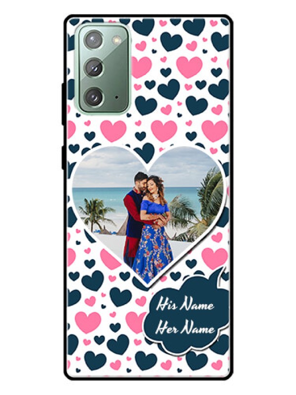 Custom Galaxy Note 20 Custom Glass Phone Case  - Pink & Blue Heart Design