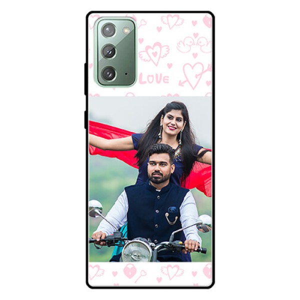Galaxy Note 20 Custom Glass Mobile Case  - Pink Flying Heart Design