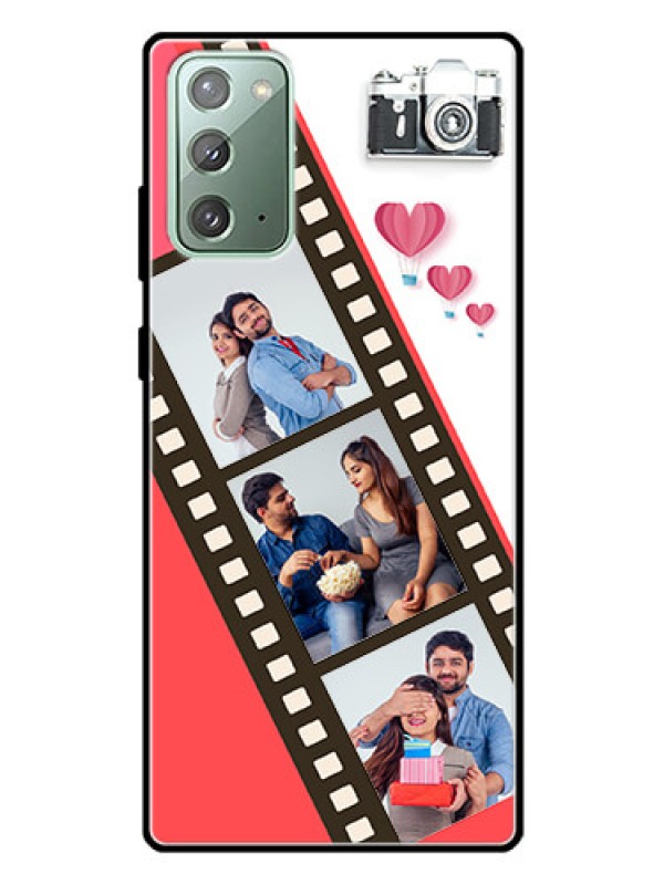 Custom Galaxy Note 20 Personalized Glass Phone Case  - 3 Image Holder with Film Reel