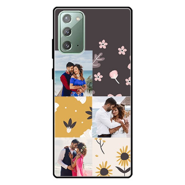 Galaxy Note 20 Photo Printing on Glass Case  - 3 Images with Floral Design