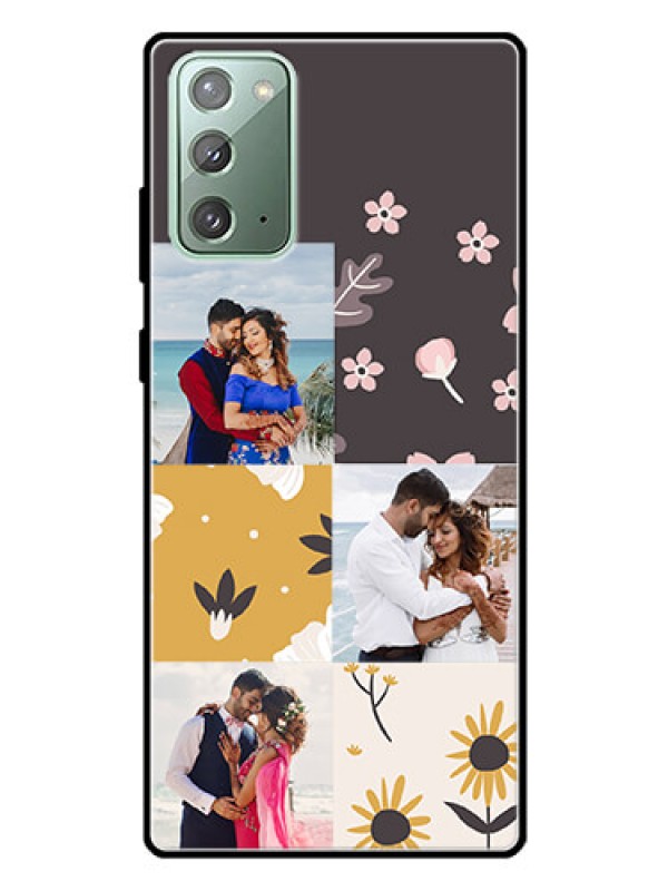 Custom Galaxy Note 20 Photo Printing on Glass Case  - 3 Images with Floral Design