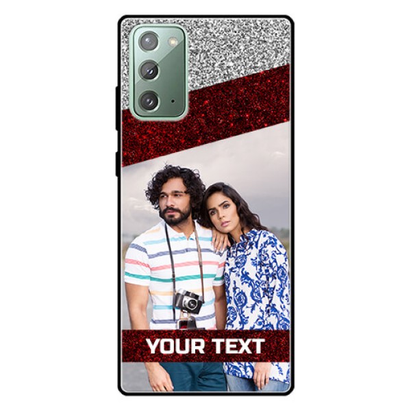 Galaxy Note 20 Personalized Glass Phone Case  - Image Holder with Glitter Strip Design