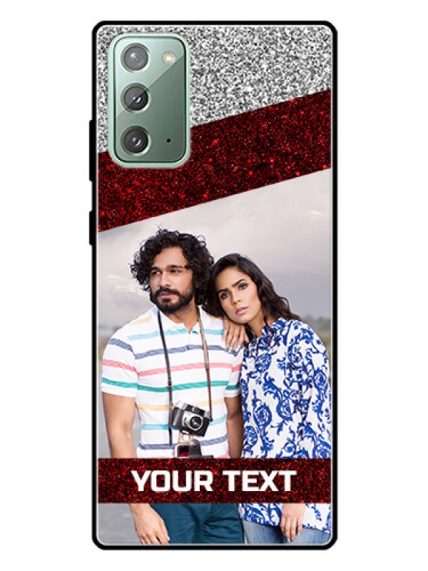 Custom Galaxy Note 20 Personalized Glass Phone Case  - Image Holder with Glitter Strip Design