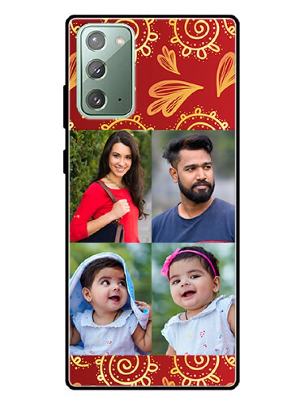 Custom Galaxy Note 20 Photo Printing on Glass Case  - 4 Image Traditional Design