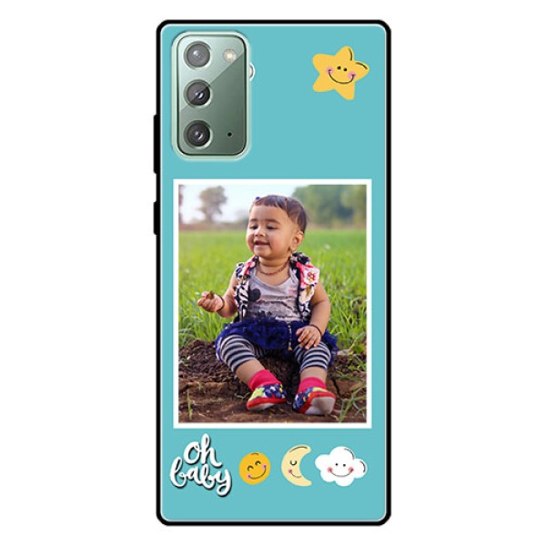 Galaxy Note 20 Personalized Glass Phone Case  - Smiley Kids Stars Design
