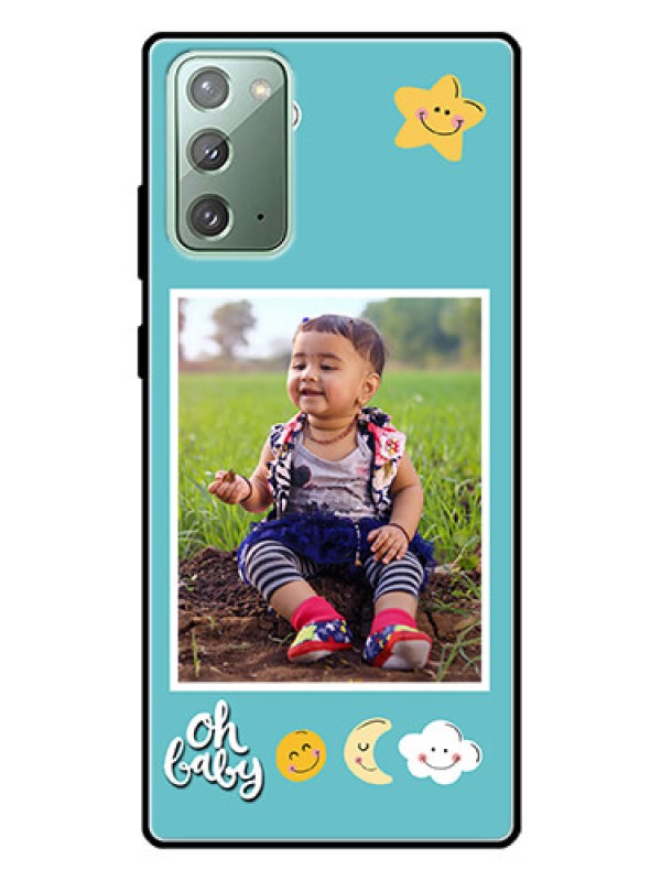 Custom Galaxy Note 20 Personalized Glass Phone Case  - Smiley Kids Stars Design