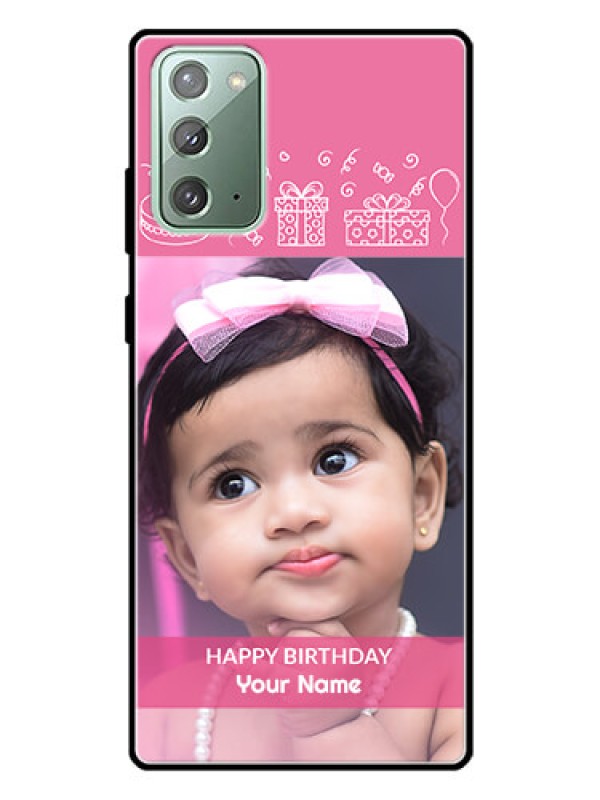 Custom Galaxy Note 20 Photo Printing on Glass Case  - with Birthday Line Art Design