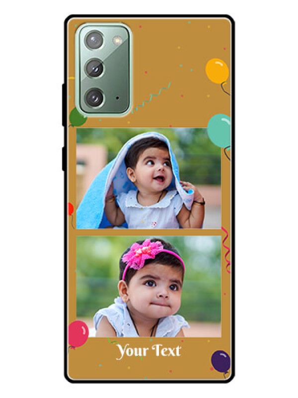Custom Galaxy Note 20 Personalized Glass Phone Case  - Image Holder with Birthday Celebrations Design